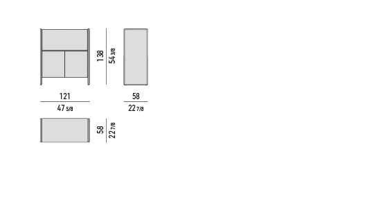Kệ sách trang trí hệ tủ cạnh vát mặt đá lõm - Tủ đứng 121x58 cm, cao 138 cm