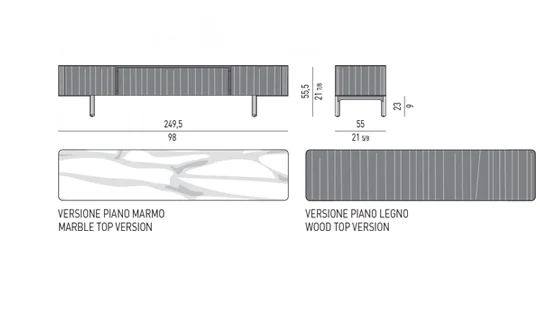 Tủ buffet sideboard tần bì chải mặt đá chân tròn lõm - "Living/Tv" Bàn Console