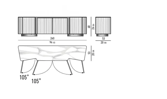 Tủ buffet sideboard tần bì chải mặt đá chân tròn lõm - Lou Numbered Edition
