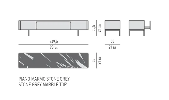 Kệ sách trang trí tủ sơn xám bùn mặt đá chân vuông - Living/Tv Bàn Console Bàn