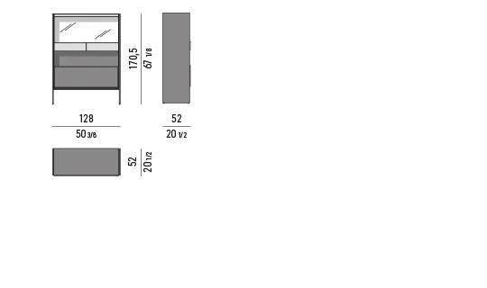 Kệ sách trang trí tủ đứng khung kim loại ngăn kéo veneer - Tủ đứng 128x52 cm, cao 170,5 cm
