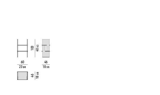 Kệ sách trang trí modul hình học nhôm sơn bóng và gỗ - Kệ sách 60x46 cm, cao 103 cm