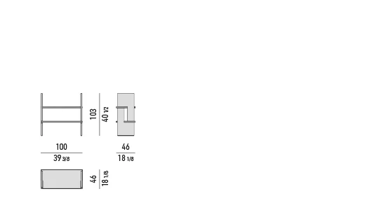 Kệ sách trang trí modul hình học nhôm sơn bóng và gỗ - Kệ sách 100x46 cm, cao 103 cm