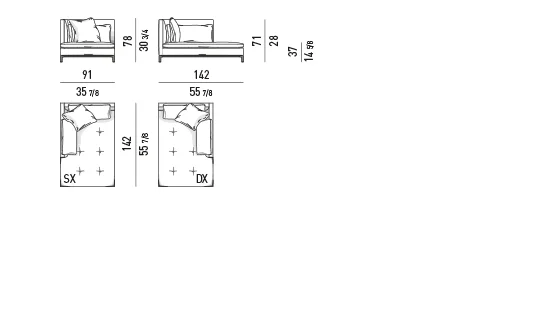 Ghế nằm thư giãn chaise longue bọc lông vũ chân nhôm đúc - Ghế ngồi cao 37 cm - mã A