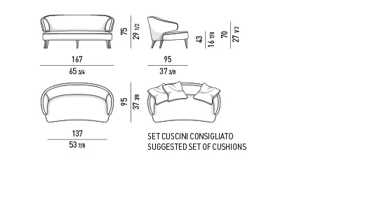 Ghế nằm thư giãn chaise longue dáng retro đệm lông vũ - Sofa dài 167 cm
