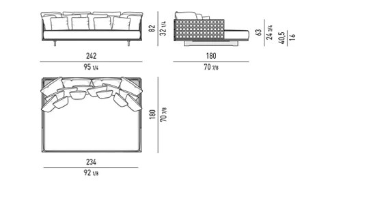 Ghế nằm thư giãn chaise longue modul sàn teak lơ lửng - Double Daybed
