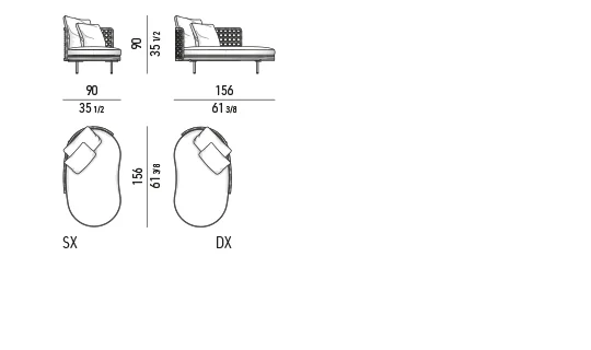 Ghế nằm ngoài trời khung gỗ teak lưng mây đan nhẹ nhàng - Ghế paolina 90x156 cm