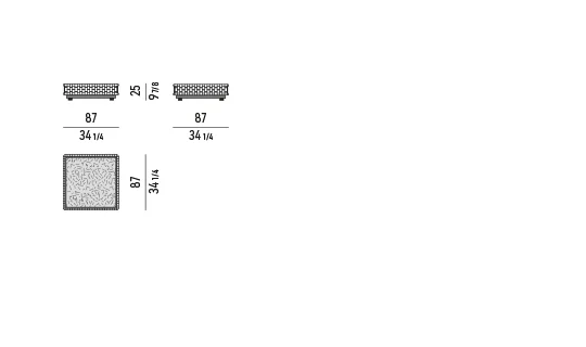 Bàn trà ngoài trời khung inox dây đan mặt đá hoặc kính - Bàn trà mặt đá basaltina vuông 87x87 cm, cao 25 cm