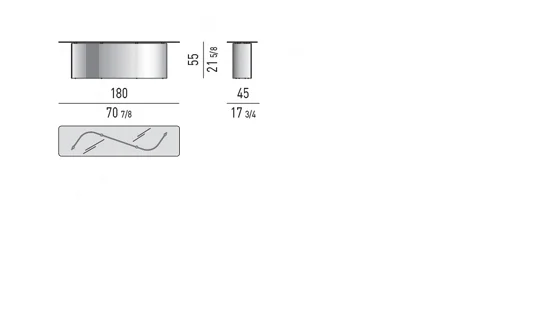 Bàn trà đế nhôm uốn sóng điêu khắc mặt kính bronze - 