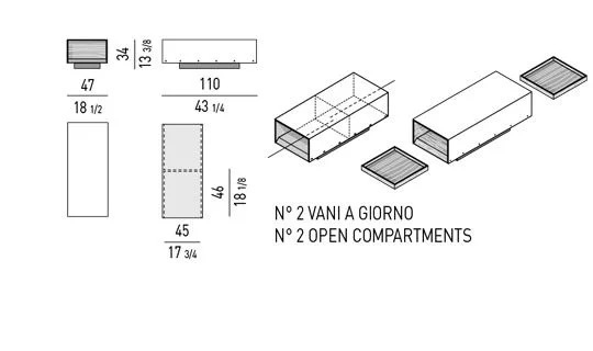Bàn trà hộp mở hai mặt vỏ đồng ốp veneer gỗ - 