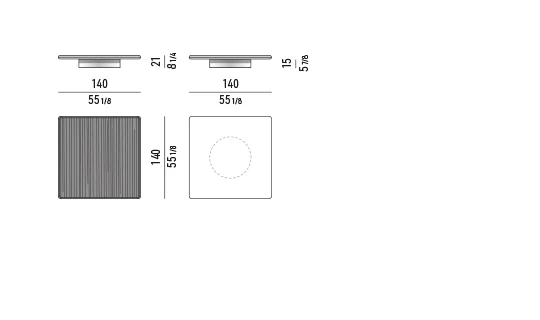 Bàn trà vuông thấp mặt gỗ tần bì hoặc óc chó - Bàn trà 140x140 cm, cao 21 cm - mặt tần bì