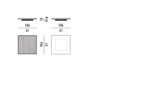 Bàn trà vuông thấp mặt gỗ tần bì hoặc óc chó - Bàn phụ 104x104 cm, cao 13 cm - mặt óc chó