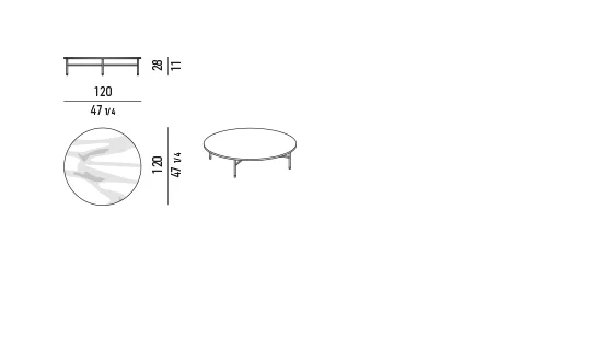 Bàn trà tròn oval khung ống đen mặt đá cẩm thạch -