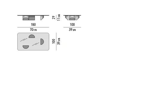 Bàn trà mặt kính hoặc gỗ chân bán nguyệt vát xiên - Bronzed Glass Mặt