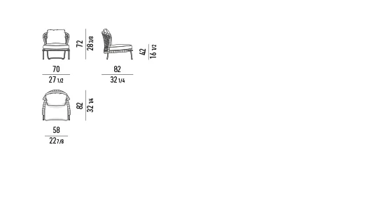 Ghế ngoài trời khung thép không gỉ lưng dây bện polypropylene - Ghế Bành Without Tay Vịn