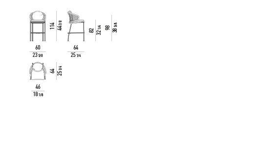 Ghế ngoài trời cao cho quầy bar, lưng dây bện - Ghế đôn cao 114 cm