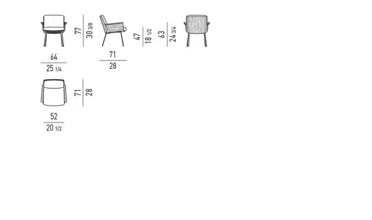 Ghế ngoài trời gỗ teak vỏ cong, nệm rời, chân thép đồng - Ghế ăn nhỏ