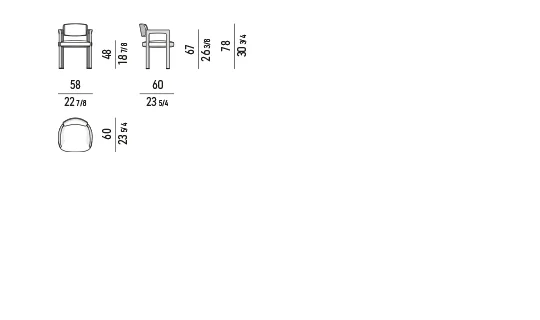 Ghế bành nhỏ dùng bàn ăn, khung chữ U ngược gỗ đặc - Ghế bành nhỏ bàn ăn 58 cm
