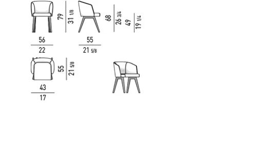 Ghế ăn tựa lưng ôm vỏ polyurethane chân gỗ sucupira dài - "Dining" Ghế Bành Nhỏ