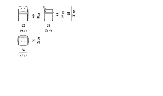 Ghế ăn khung gỗ đặc, có hoặc không tay vịn - Ghế ăn bành nhỏ có tay vịn 62 cm