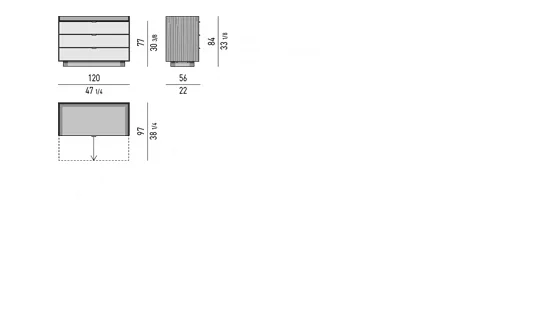 Tủ đầu giường gỗ tần bì cánh sơn bóng, viền nhôm satin - 
