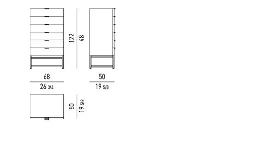 Tủ đầu giường sơn bóng, chân gỗ tần bì màu mocha - Vertical Chest Of Drawers