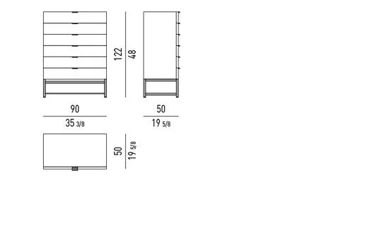 Tủ đầu giường sơn bóng, chân gỗ tần bì màu mocha - Vertical Chest Of Drawers