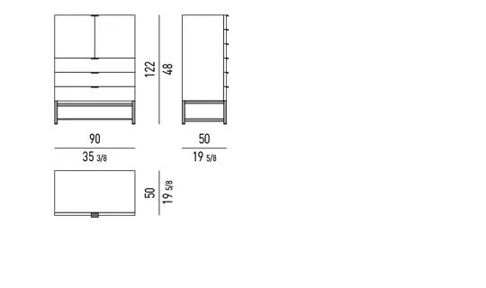 Tủ đầu giường sơn bóng, chân gỗ tần bì màu mocha - Vertical Cabinet