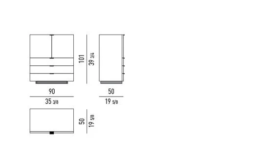 Tủ đầu giường sơn bóng đế kim loại màu thiếc vững chãi - Vertical Cabinet