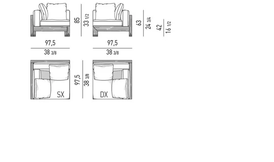 Sofa ngoài trời khung gỗ iroko nâu sẫm bệ nhôm - Modul góc 97,5 cm
