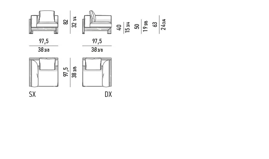 Sofa modul ngoài trời gỗ iroko vân tự nhiên kèm bàn trà - Modul một tay vịn 97,5 cm