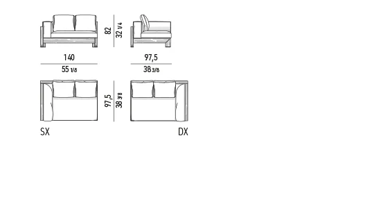 Sofa modul ngoài trời gỗ iroko vân tự nhiên kèm bàn trà - Modul một tay vịn 140 cm