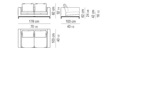 Sofa nổi trên chân kim loại đúc đệm lông vũ êm - Sofa 178 cm
