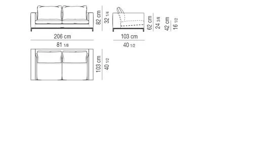Sofa nổi trên chân kim loại đúc đệm lông vũ êm - Sofa 206 cm