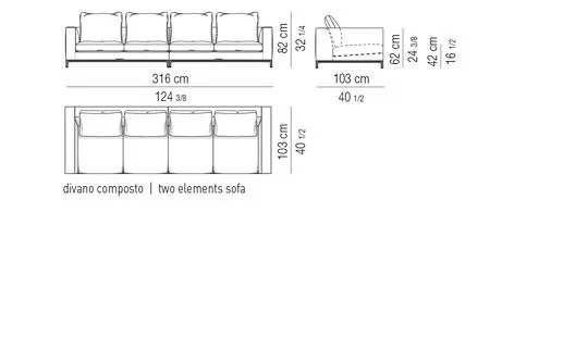 Sofa nổi trên chân kim loại đúc đệm lông vũ êm - Sofa 316 cm