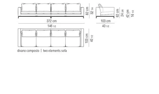 Sofa nổi trên chân kim loại đúc đệm lông vũ êm - Sofa 372 cm