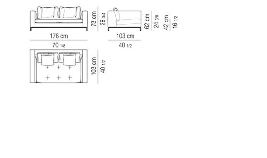 Sofa đệm ngồi chần nhẹ trên khung nâng cao - Sofa 178 cm