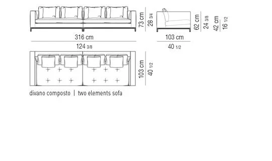 Sofa đệm ngồi chần nhẹ trên khung nâng cao - Sofa 316 cm