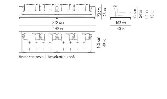 Sofa đệm ngồi chần nhẹ trên khung nâng cao - Sofa 372 cm