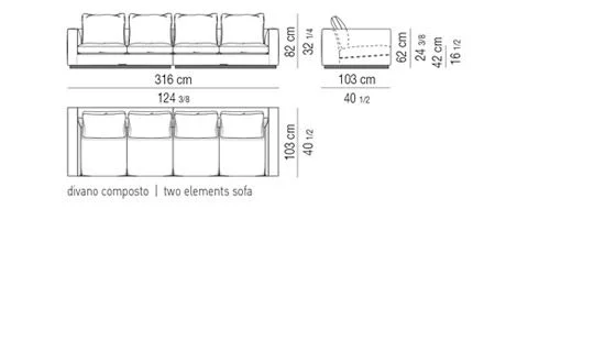Sofa chân thấp sát sàn đường nét tối giản thanh lịch - Sofa 316 cm