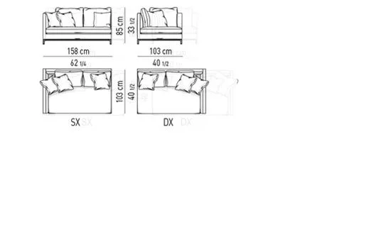 Sofa tay vịn mảnh ngang lưng thoải mái xếp gối tự do - Modul một tay vịn 158 cm