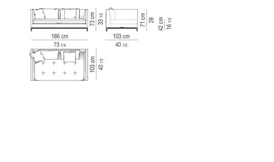 Sofa đệm liền chần bông nhẹ tay vịn mảnh trang nhã - Sofa 186 cm