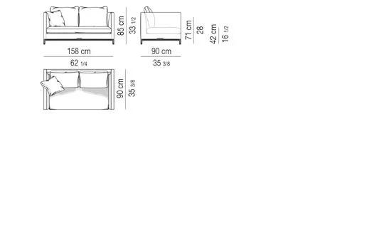 Sofa độ sâu nhỏ gọn cho sảnh chờ văn phòng và suite - Sofa 158 cm