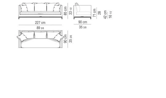 Sofa độ sâu nhỏ gọn cho sảnh chờ văn phòng và suite - Sofa 227 cm