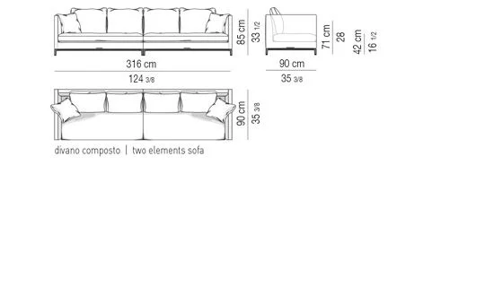 Sofa độ sâu nhỏ gọn cho sảnh chờ văn phòng và suite - Sofa 316 cm