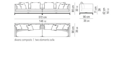 Sofa độ sâu nhỏ gọn cho sảnh chờ văn phòng và suite - Sofa 372 cm