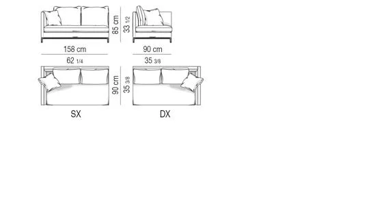 Sofa độ sâu nhỏ gọn cho sảnh chờ văn phòng và suite - Modul một tay vịn 158 cm