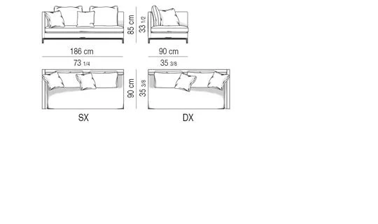 Sofa độ sâu nhỏ gọn cho sảnh chờ văn phòng và suite - Modul một tay vịn trái 186 cm