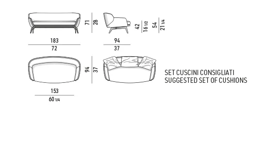 Sofa bọc vải hoặc da với đường đai viền ôm dáng ngồi - Sofa bán nguyệt