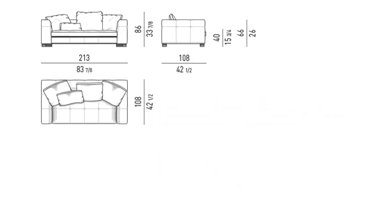 Sofa modul chần bông đường may tỉ mỉ lưng góc bo tròn - Sofa 213 cm